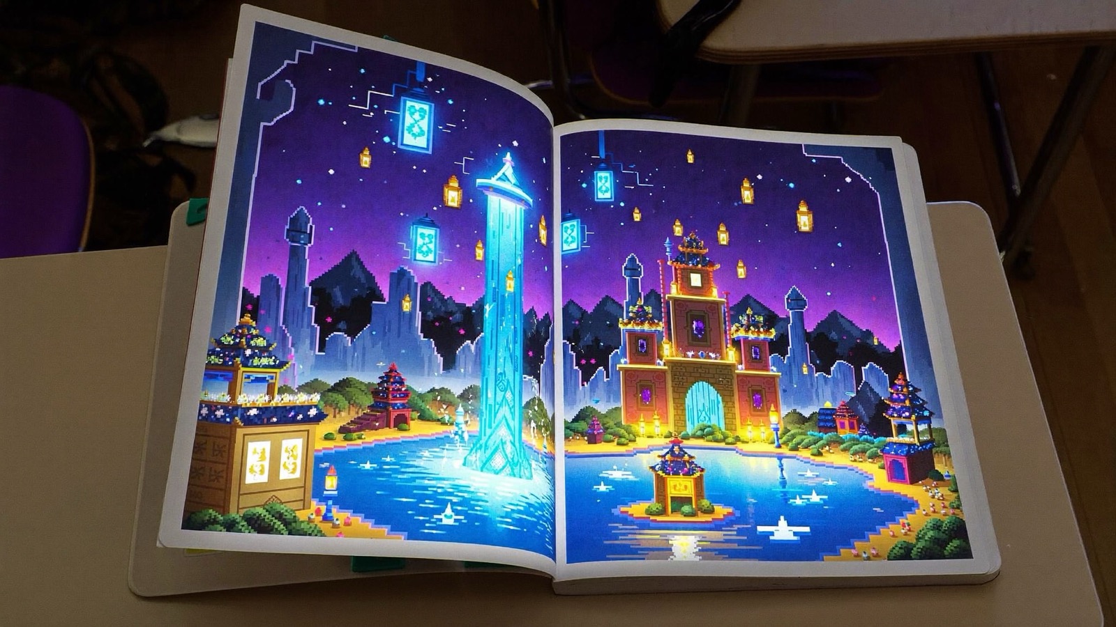 Illustration of a classroom transforming into a game adventure world